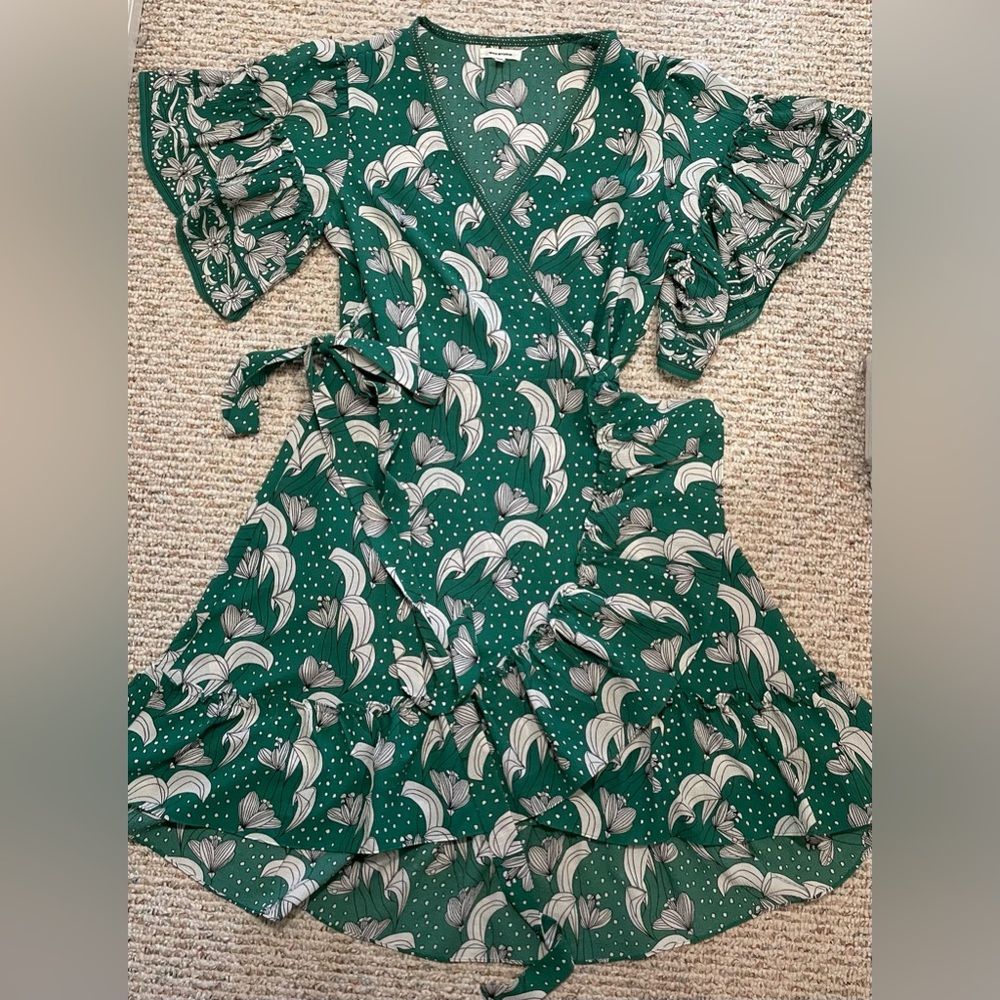 Max STUDIO Green Floral Wrap Dress